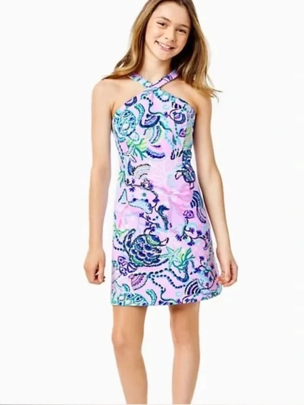 Lilly Pulitzer Girls Alyson Halter Shift Dress Lilac Freesia mermaidcore